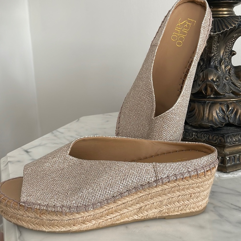 Franco Sarto champagne wedges